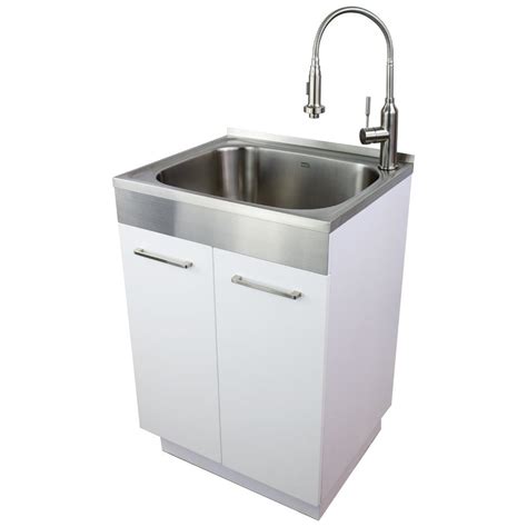 stainless steel laundry cabinet sink|small utility sink with cabinet.